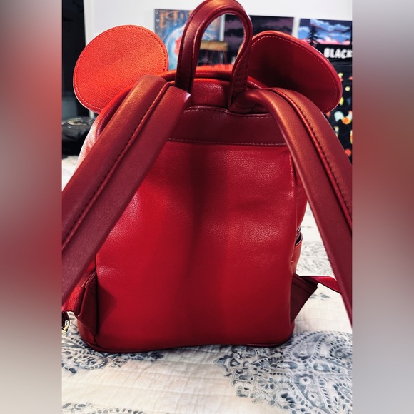 Loungefly Disney Minnie Mouse Mini Backpack Red Bow Ears - Picture 3 of 4